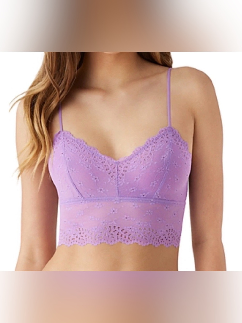 B. Tempt'd by Wacoal Inspired Eyelet Longline Bralette Orchid Mist Small $38